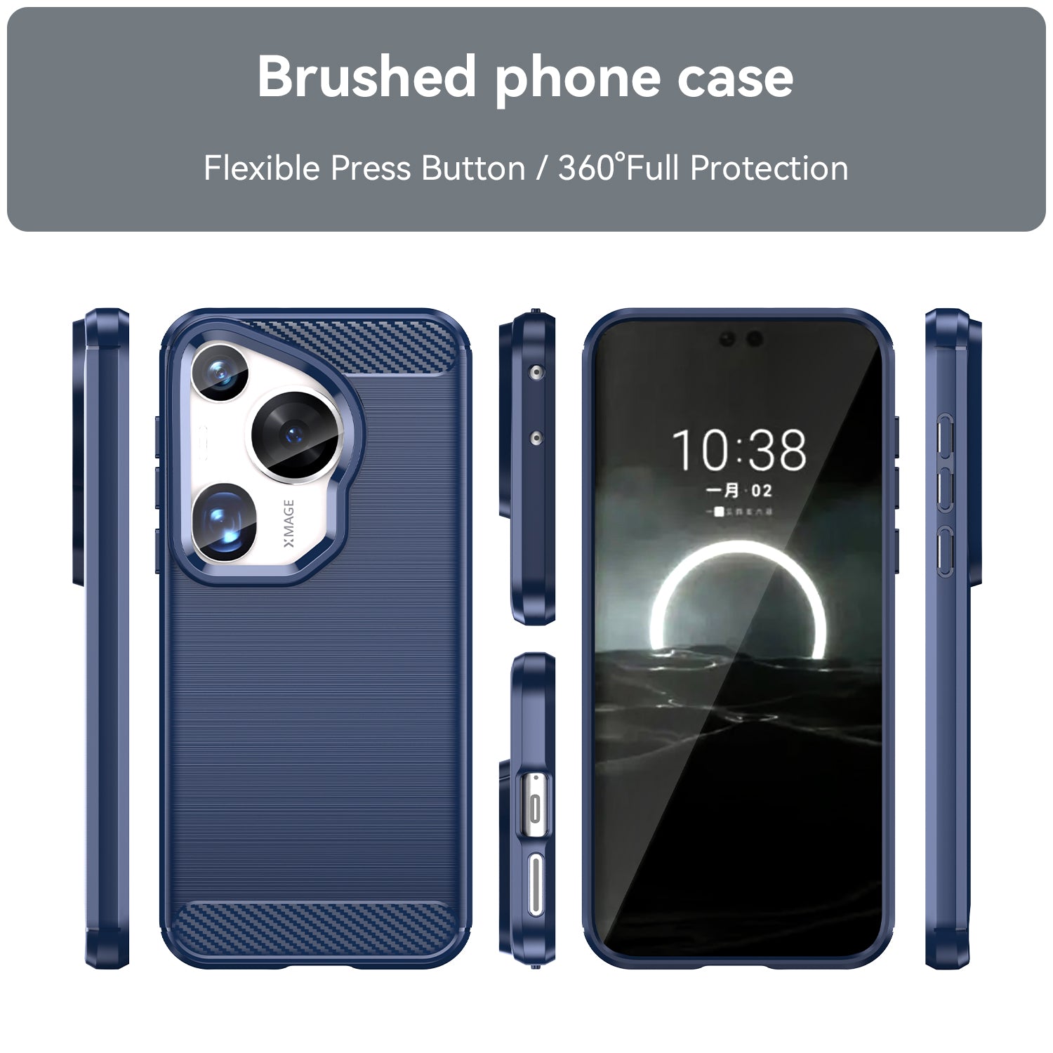 For Huawei Pura 70 Ultra Case Carbon Fiber Texture Soft TPU Slim Phone Cover - Blue