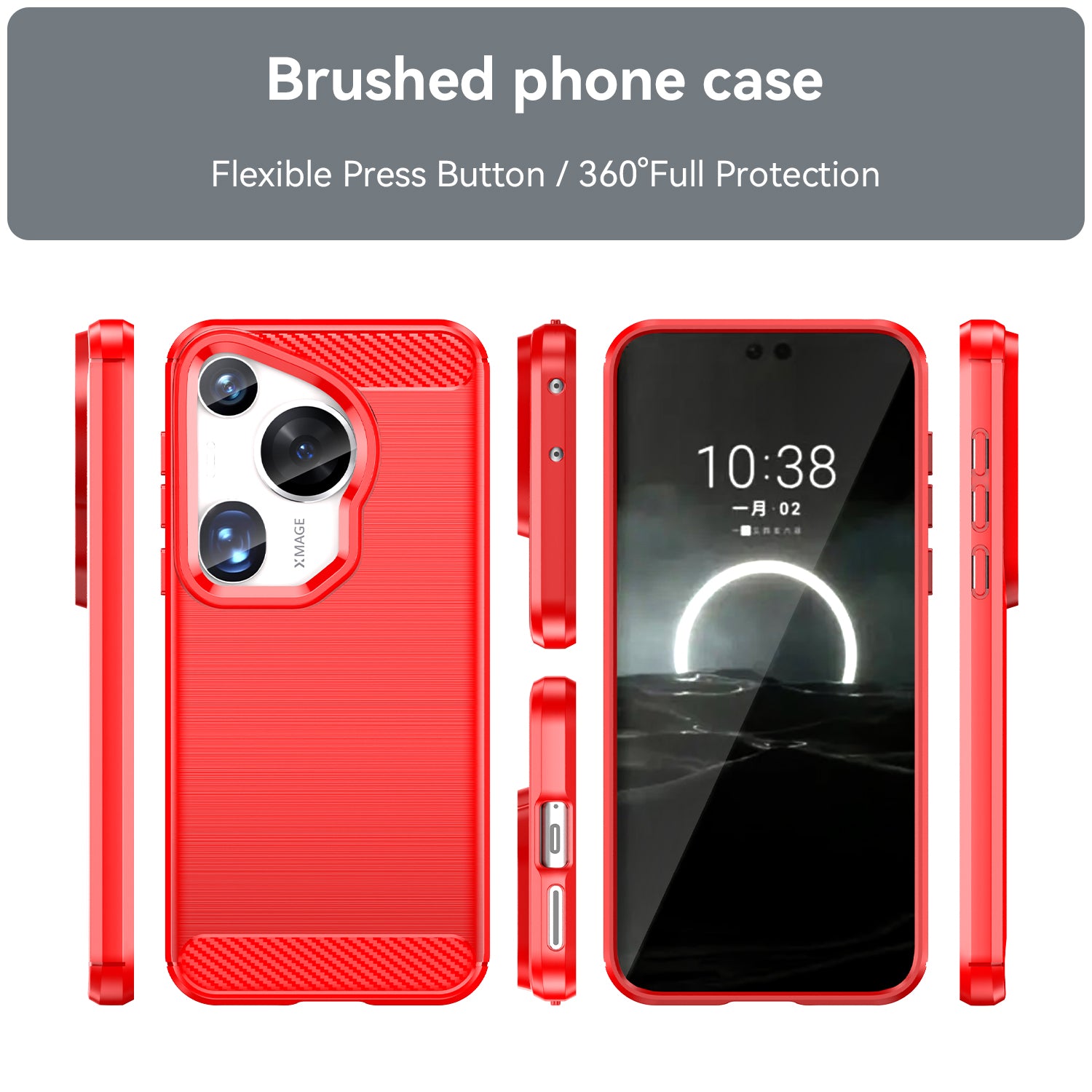 For Huawei Pura 70 Ultra Case Carbon Fiber Texture Soft TPU Slim Phone Cover - Red