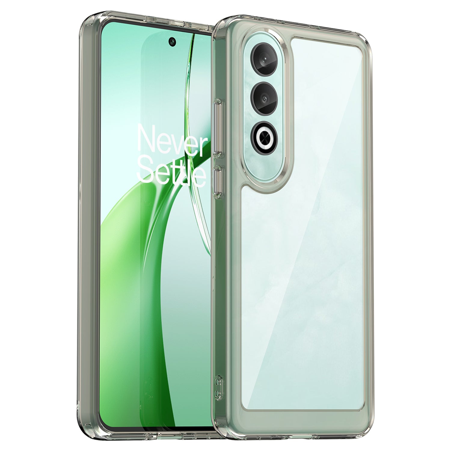 For OnePlus Nord CE4 5G Case Drop-Proof TPU Frame Clear Acrylic Protective Phone Shell - Transparent Grey