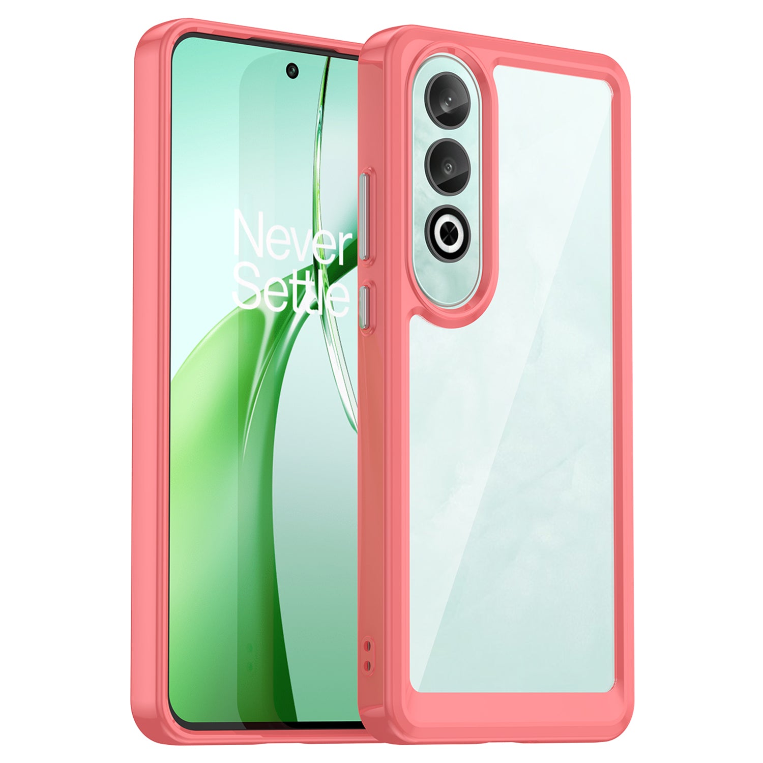 For OnePlus Nord CE4 5G Case Drop-Proof TPU Frame Clear Acrylic Protective Phone Shell - Red