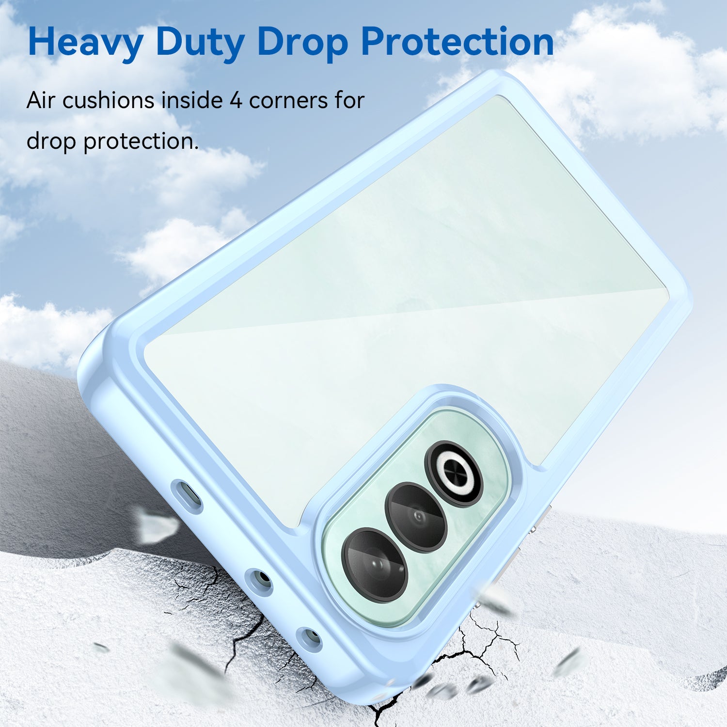 For OnePlus Nord CE4 5G Case Drop-Proof TPU Frame Clear Acrylic Protective Phone Shell - Blue