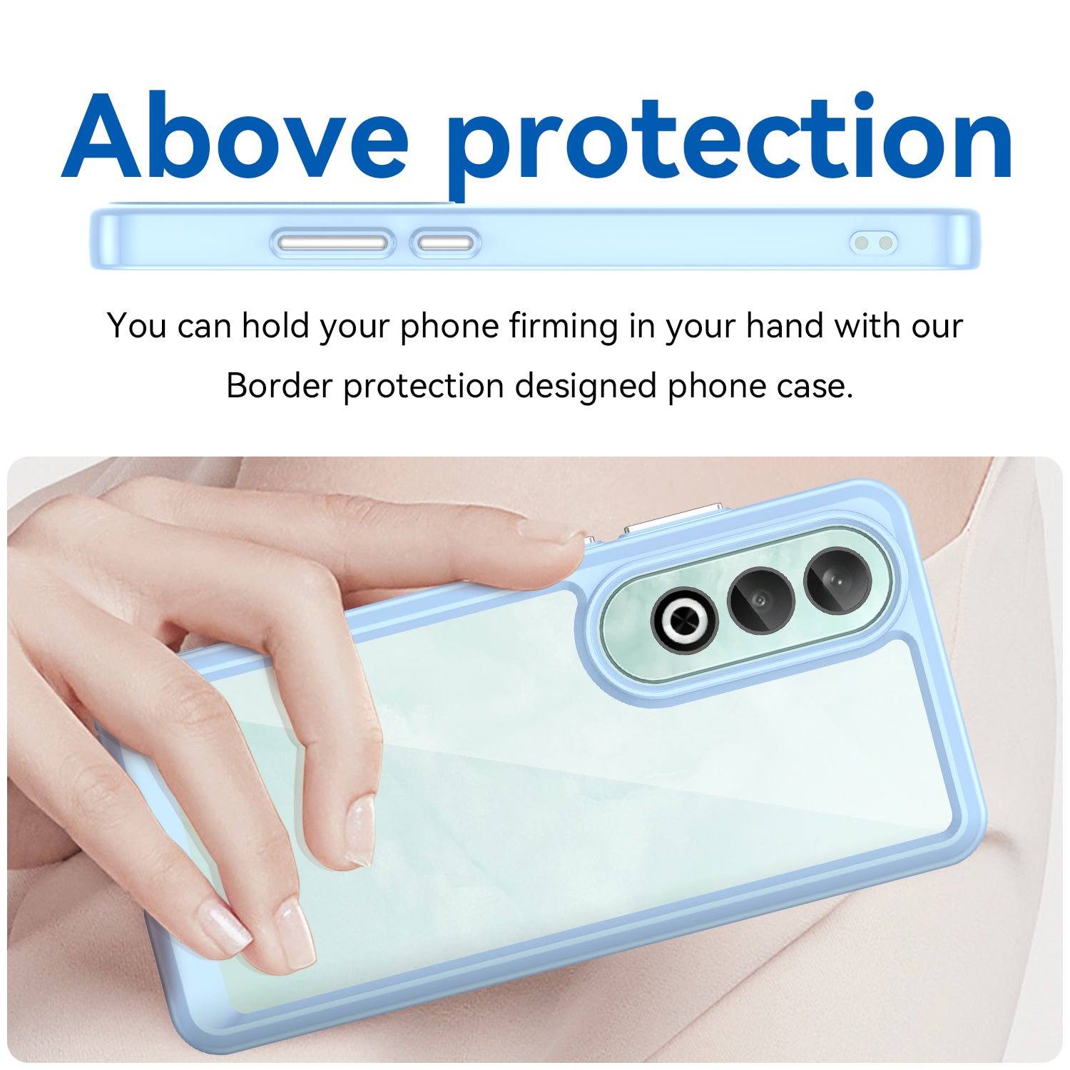 For OnePlus Nord CE4 5G Case Drop-Proof TPU Frame Clear Acrylic Protective Phone Shell - Blue