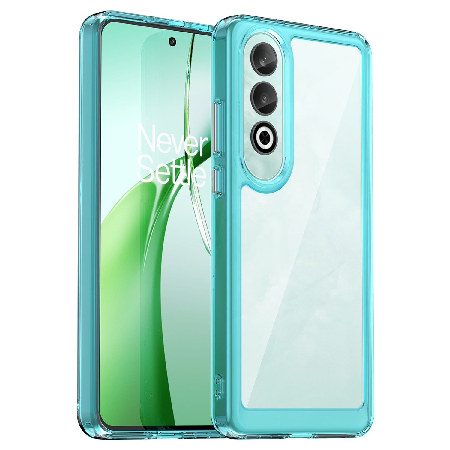 For OnePlus Nord CE4 5G Case Drop-Proof TPU Frame Clear Acrylic Protective Phone Shell - Transparent Blue