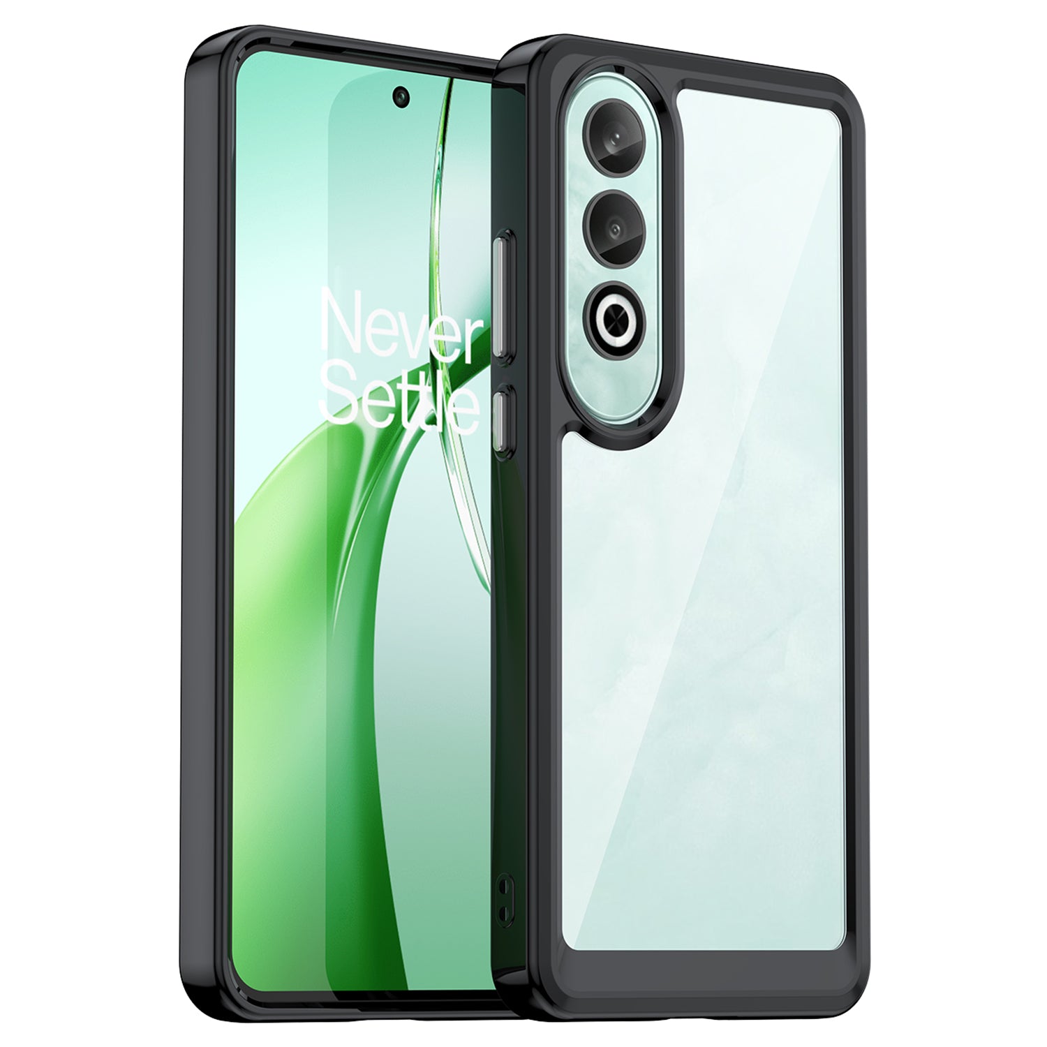 For OnePlus Nord CE4 5G Case Drop-Proof TPU Frame Clear Acrylic Protective Phone Shell - Black