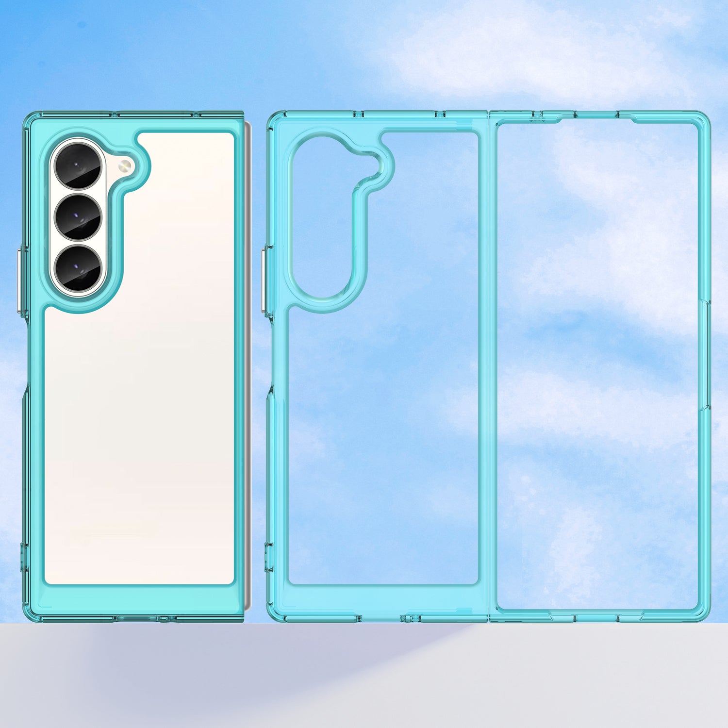 For Samsung Galaxy Z Fold6 5G Case Protective TPU+Acrylic Phone Mobile Parts Wholesale - Transparent Blue