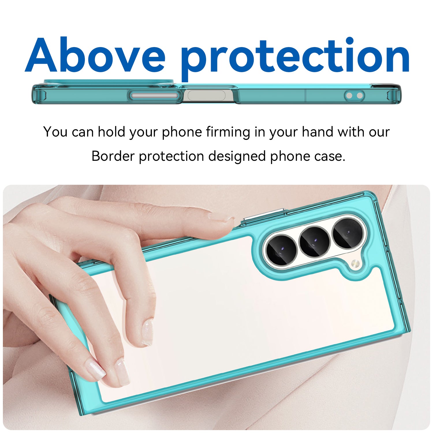 For Samsung Galaxy Z Fold6 5G Case Protective TPU+Acrylic Phone Mobile Parts Wholesale - Transparent Blue