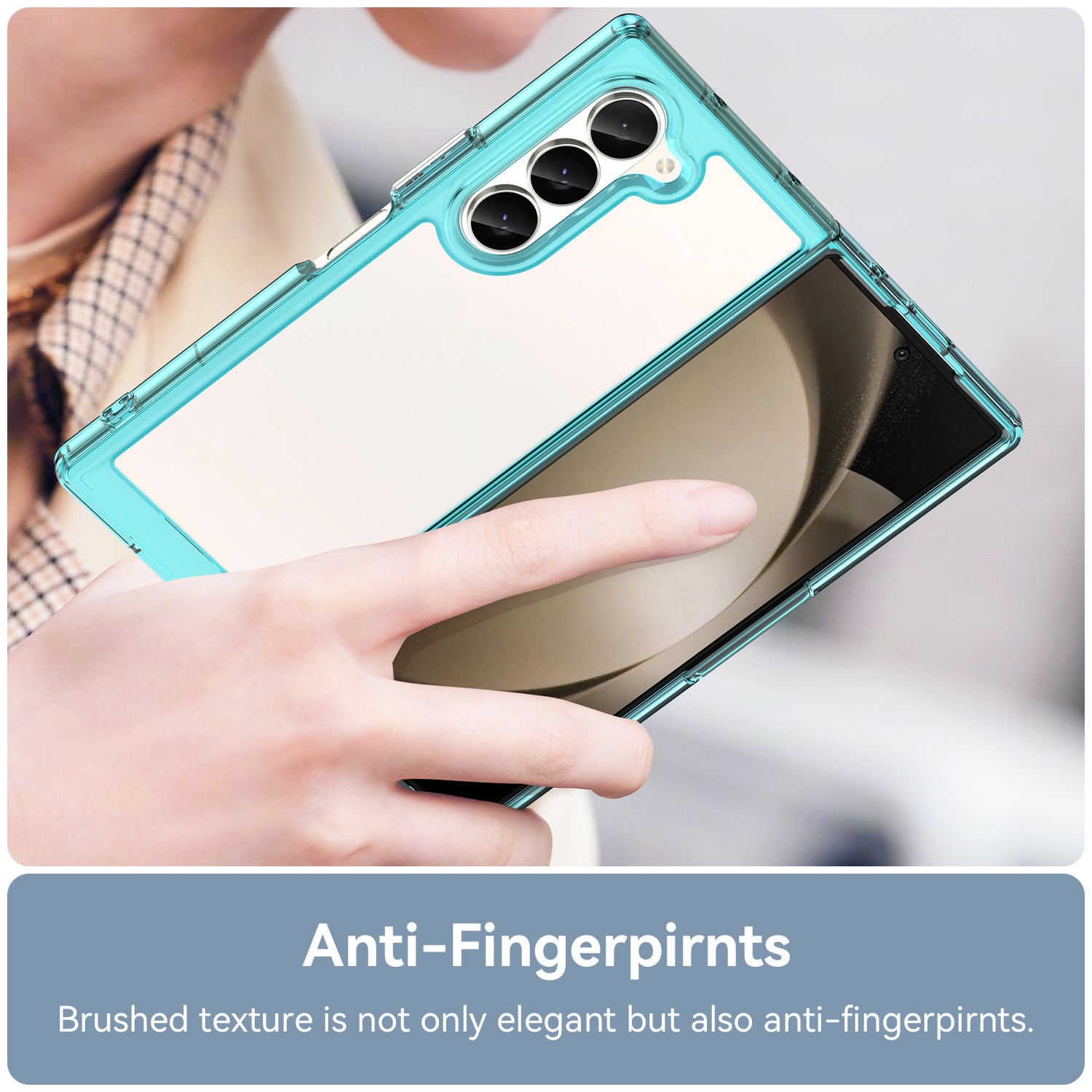 For Samsung Galaxy Z Fold6 5G Case Protective TPU+Acrylic Phone Mobile Parts Wholesale - Transparent Blue