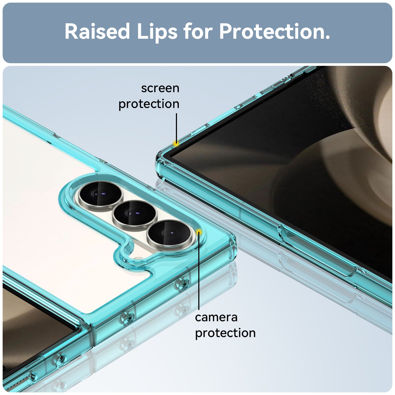 For Samsung Galaxy Z Fold6 5G Case Protective TPU+Acrylic Phone Mobile Parts Wholesale - Transparent Blue