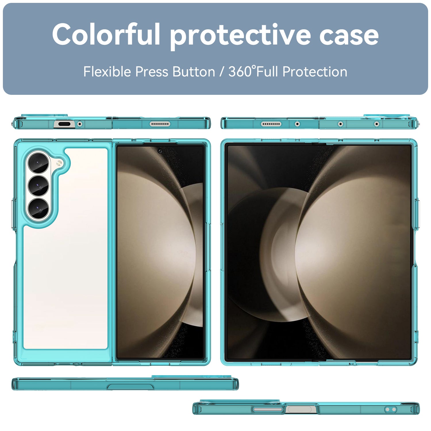 For Samsung Galaxy Z Fold6 5G Case Protective TPU+Acrylic Phone Mobile Parts Wholesale - Transparent Blue