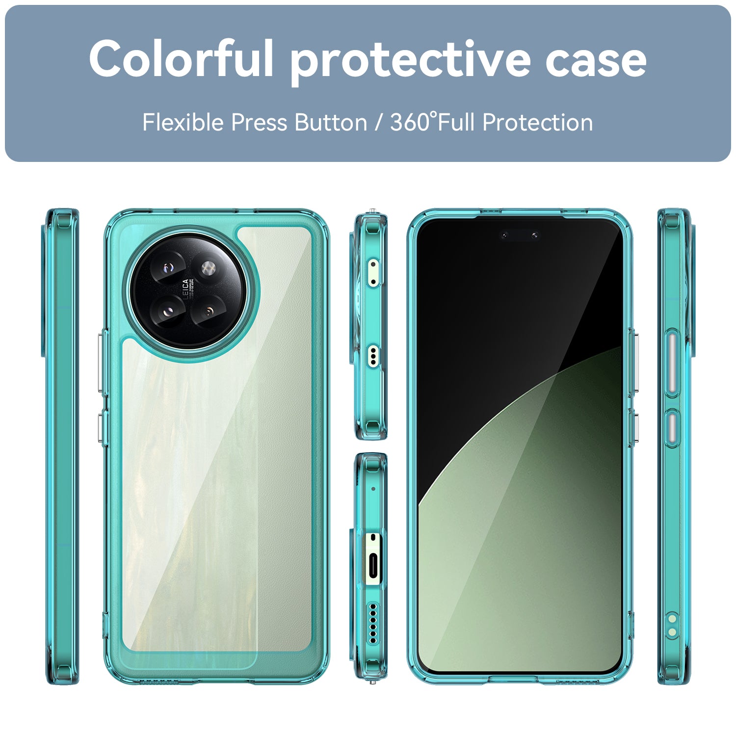 For Xiaomi Civi 4 Pro 5G Case Protective TPU Frame Clear Acrylic Phone Shell - Transparent Blue