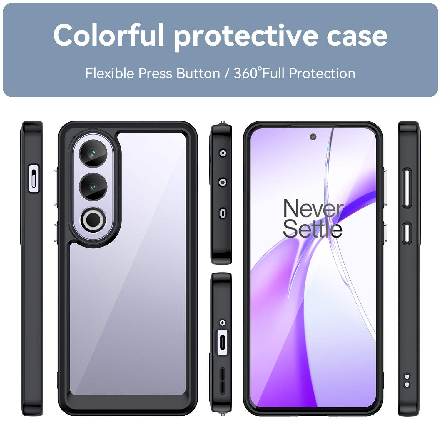 For OnePlus Ace 3V 5G Case TPU Frame Clear Acrylic Phone Shell Wholesale Cell Phone Accessories - Black