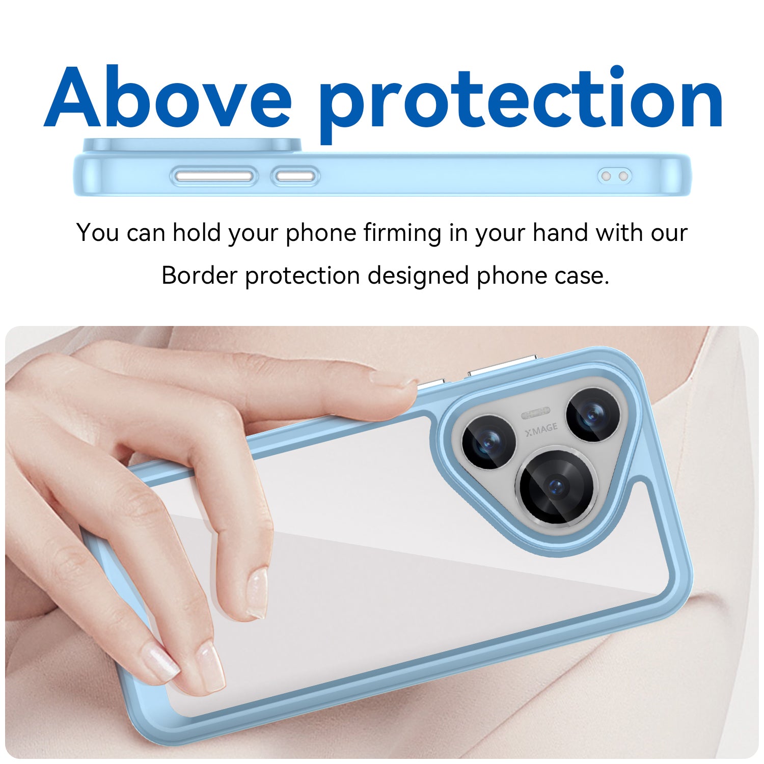 For Huawei Pura 70 Protective Case TPU Frame Clear Acrylic Phone Cover - Blue