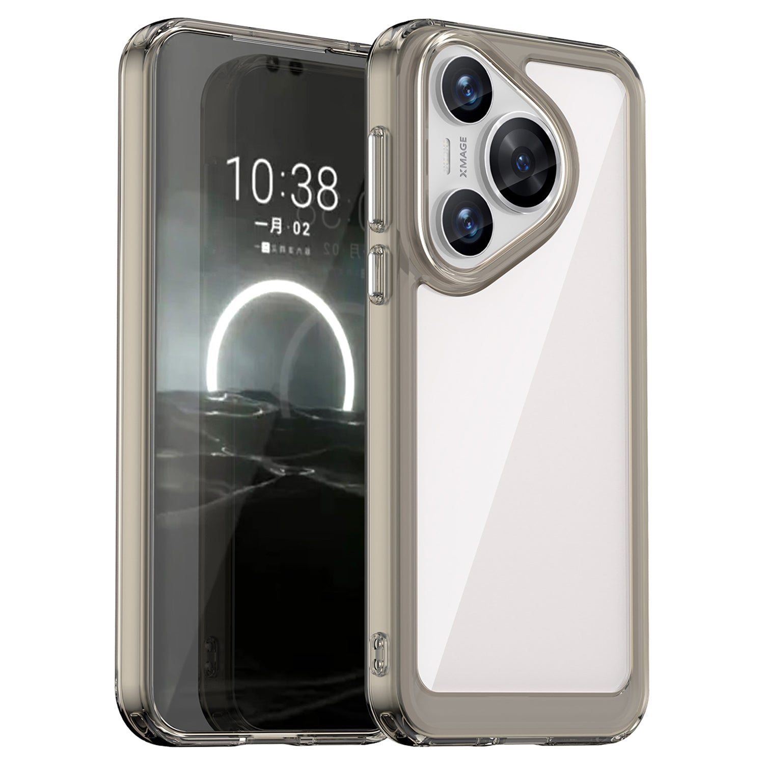 For Huawei Pura 70 Protective Case TPU Frame Clear Acrylic Phone Cover - Transparent Grey