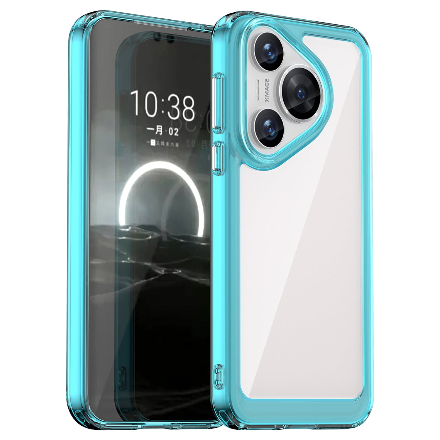 For Huawei Pura 70 Protective Case TPU Frame Clear Acrylic Phone Cover - Transparent Blue