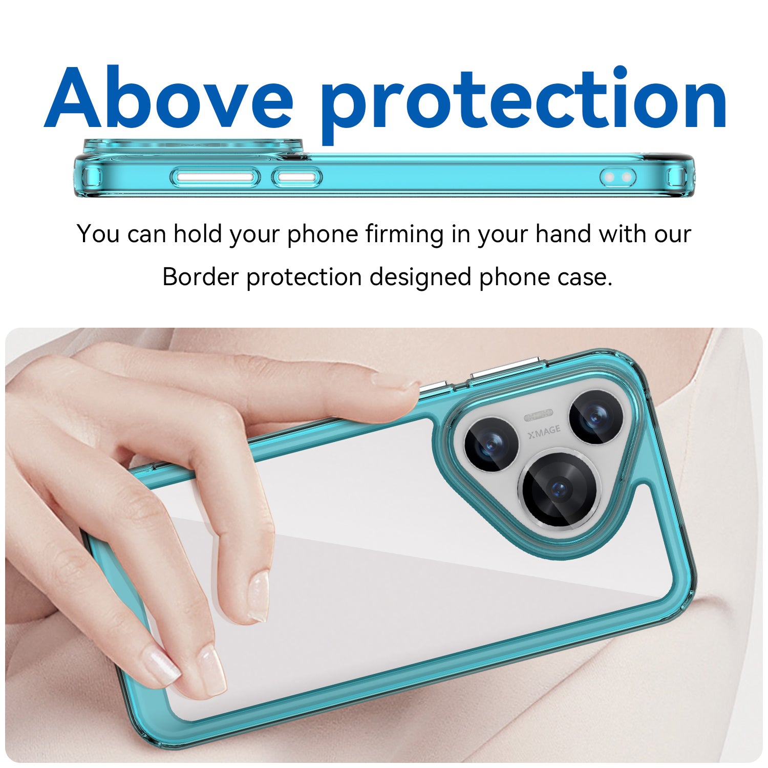 For Huawei Pura 70 Protective Case TPU Frame Clear Acrylic Phone Cover - Transparent Blue