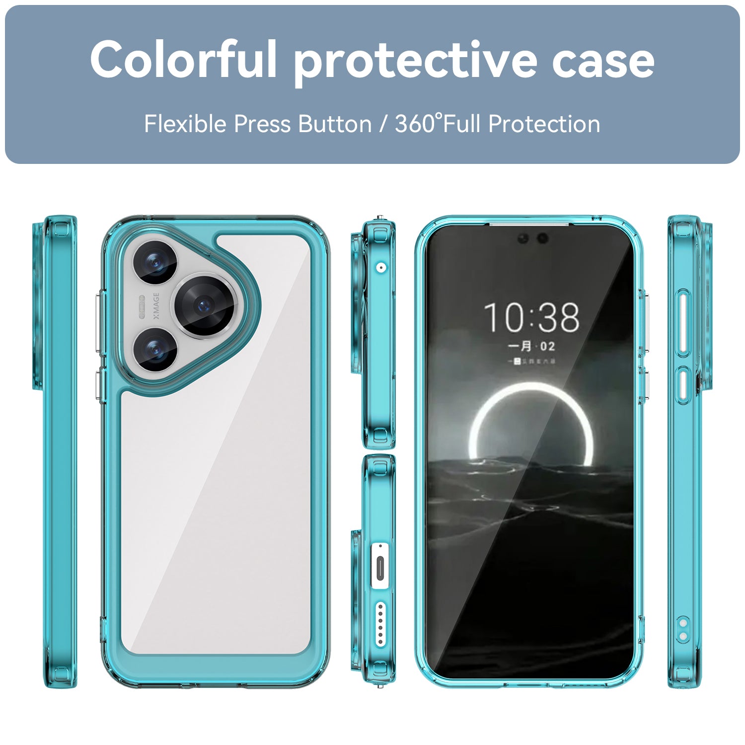 For Huawei Pura 70 Protective Case TPU Frame Clear Acrylic Phone Cover - Transparent Blue