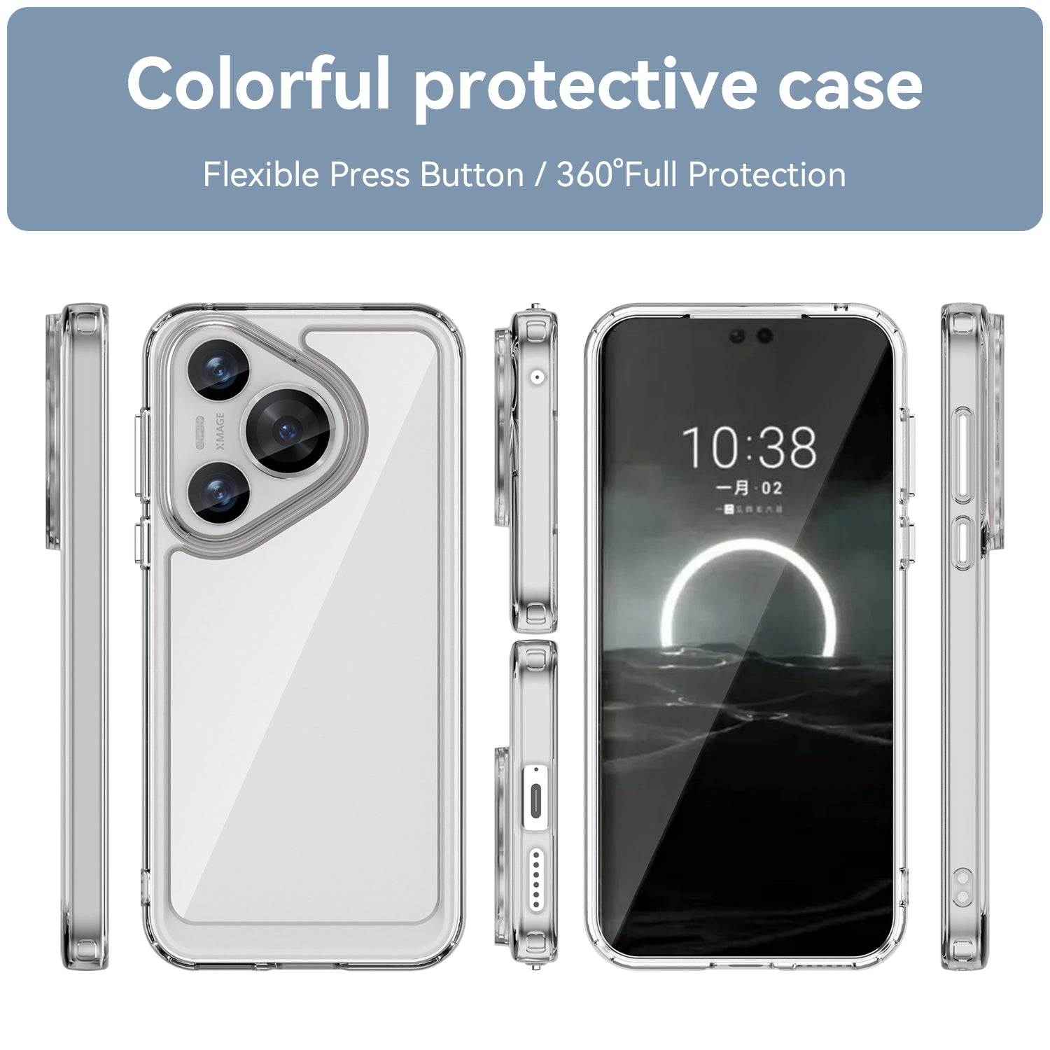 For Huawei Pura 70 Protective Case TPU Frame Clear Acrylic Phone Cover - Transparent