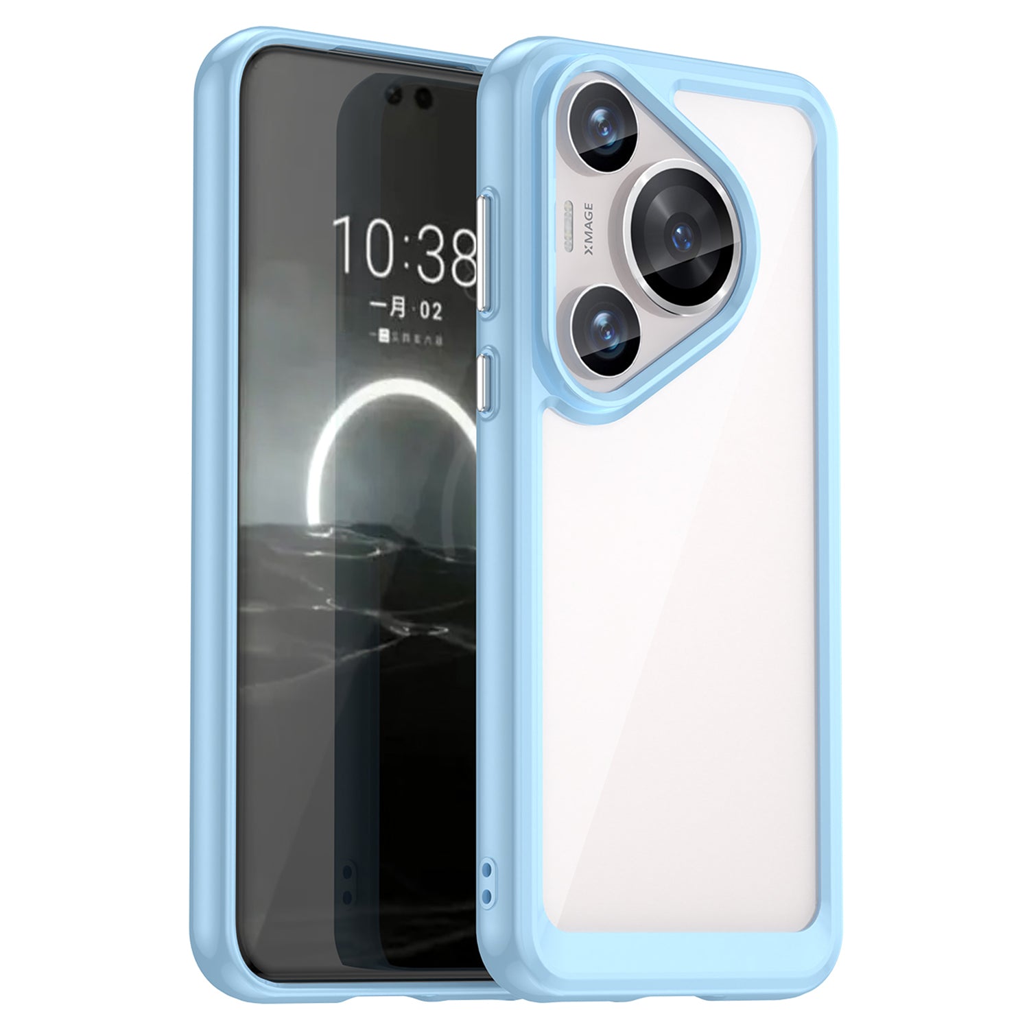 For Huawei Pura 70 Pro Phone Case TPU Frame Clear Acrylic Bump Proof Phone Cover - Blue