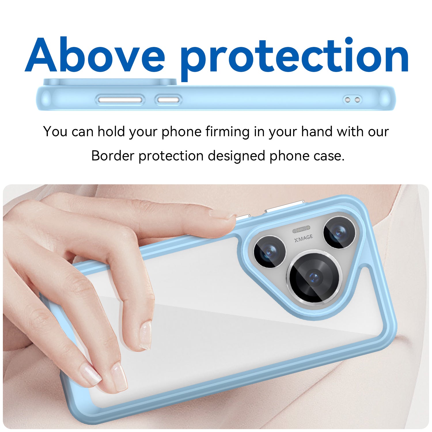 For Huawei Pura 70 Pro Phone Case TPU Frame Clear Acrylic Bump Proof Phone Cover - Blue