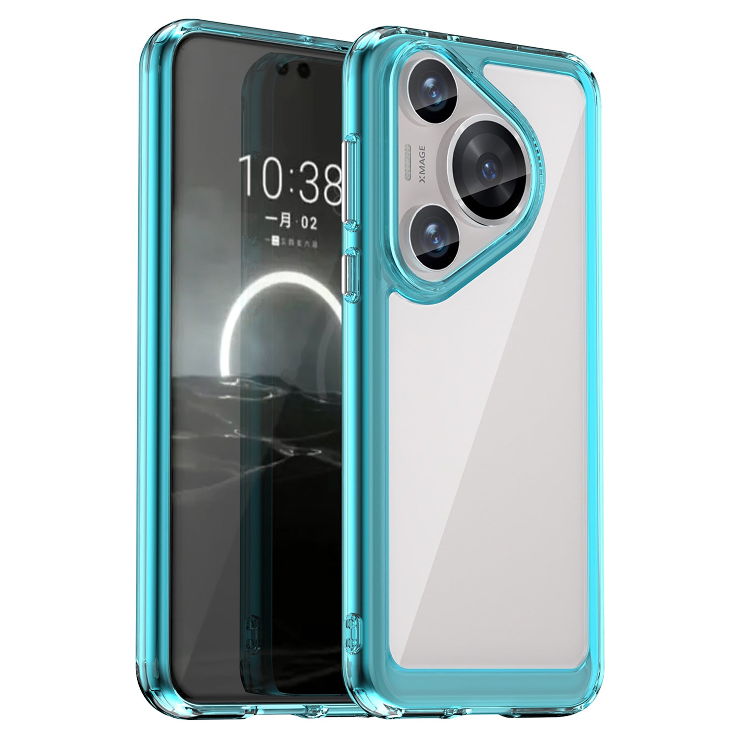 For Huawei Pura 70 Pro Phone Case TPU Frame Clear Acrylic Bump Proof Phone Cover - Transparent Blue