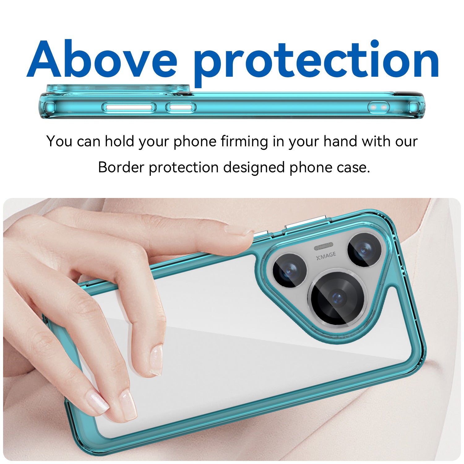 For Huawei Pura 70 Pro Phone Case TPU Frame Clear Acrylic Bump Proof Phone Cover - Transparent Blue