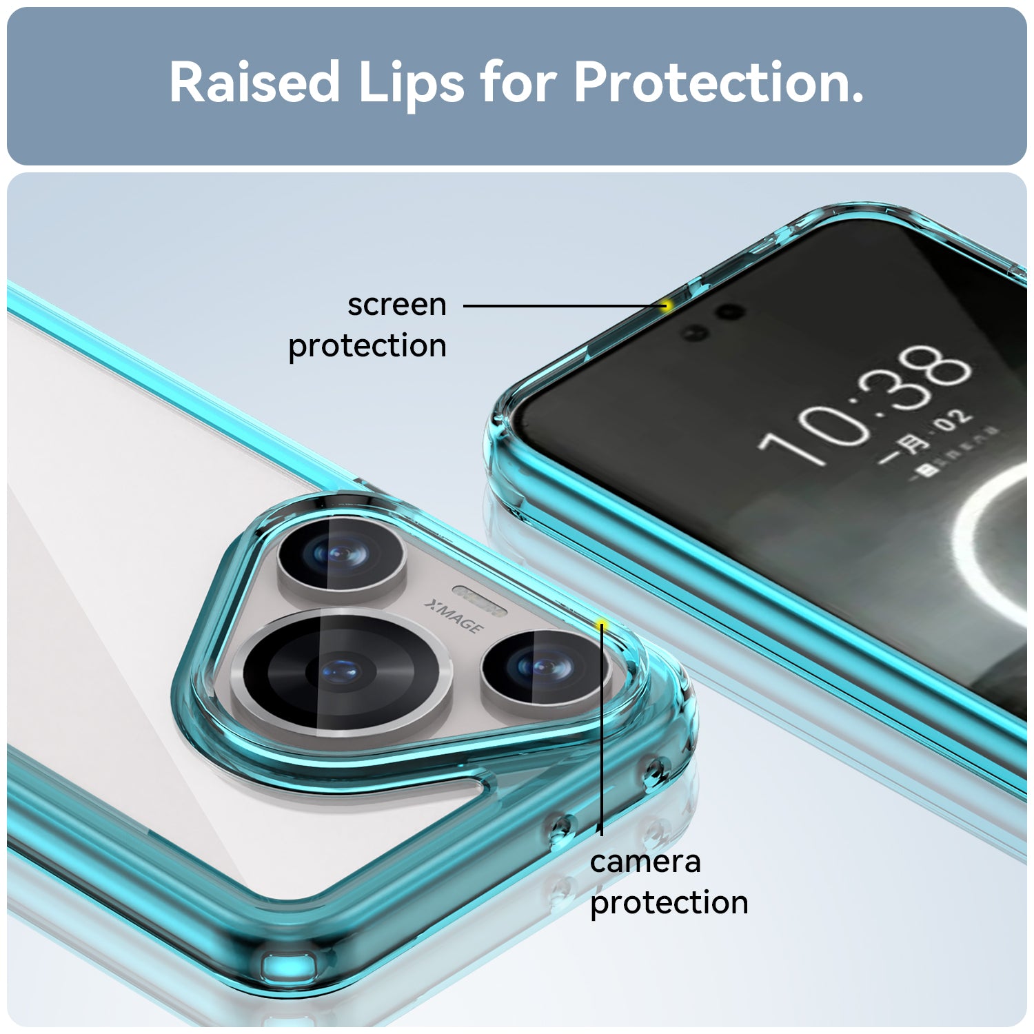 For Huawei Pura 70 Pro Phone Case TPU Frame Clear Acrylic Bump Proof Phone Cover - Transparent Blue