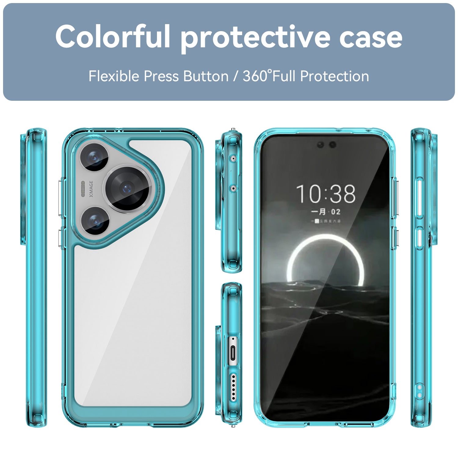 For Huawei Pura 70 Pro Phone Case TPU Frame Clear Acrylic Bump Proof Phone Cover - Transparent Blue