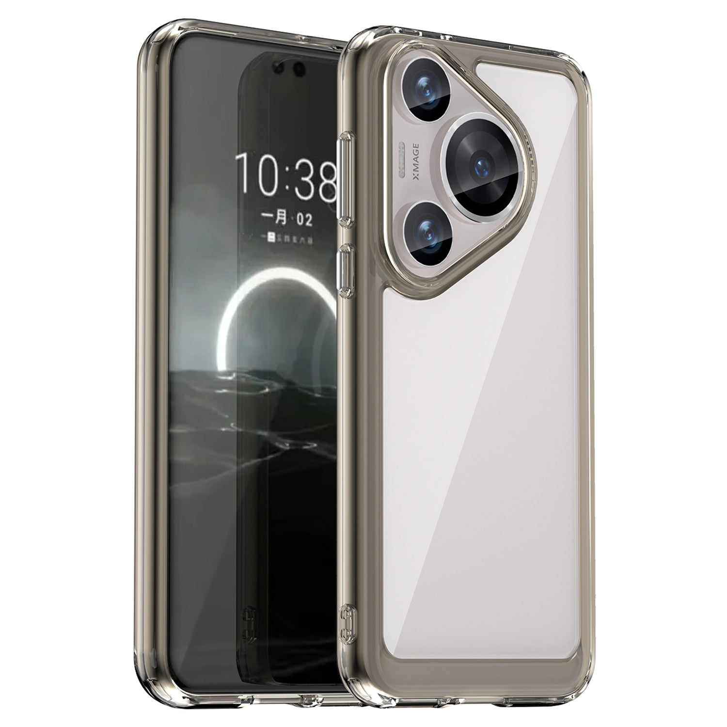 For Huawei Pura 70 Pro Phone Case TPU Frame Clear Acrylic Bump Proof Phone Cover - Transparent Grey