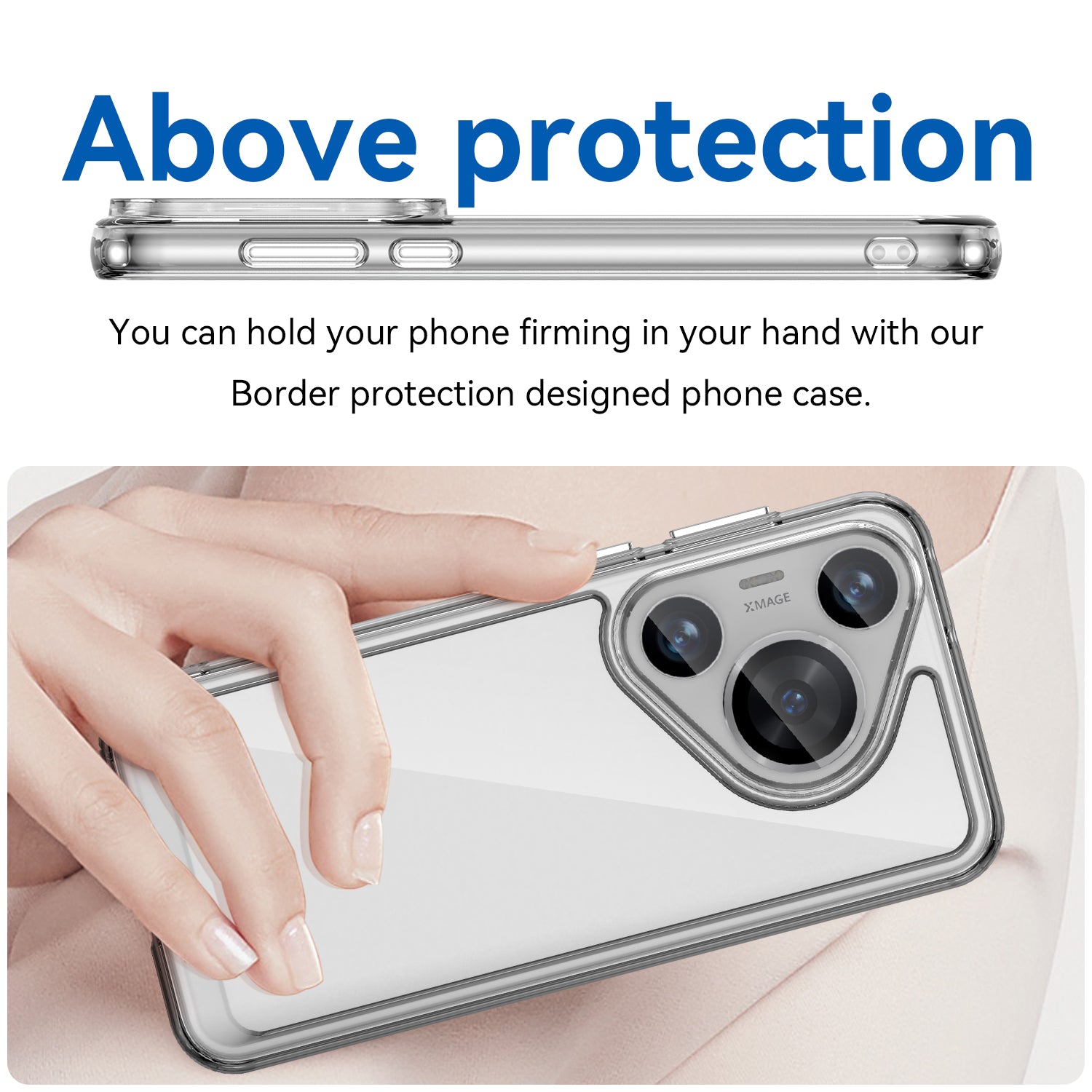 For Huawei Pura 70 Pro Phone Case TPU Frame Clear Acrylic Bump Proof Phone Cover - Transparent