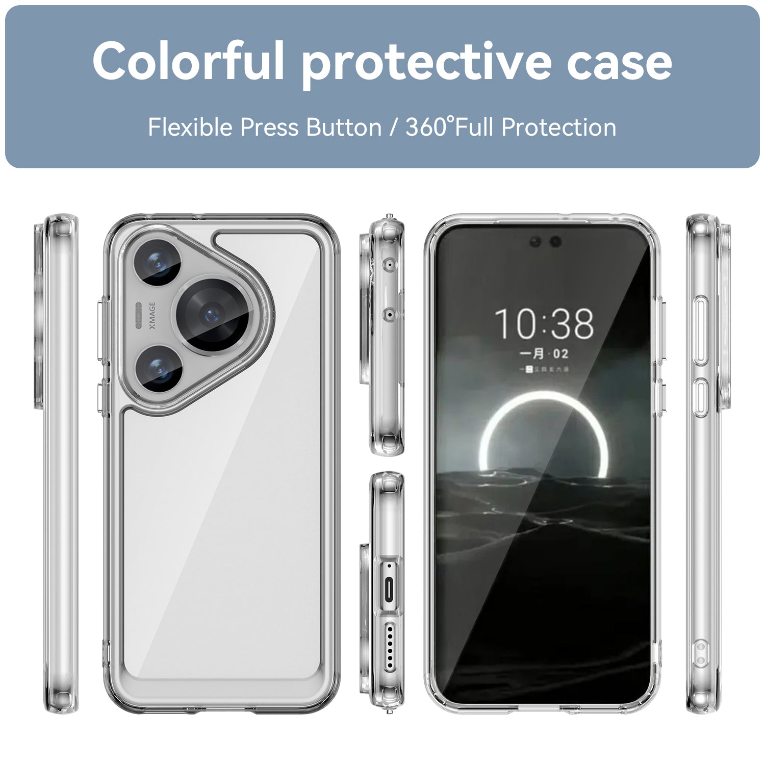 For Huawei Pura 70 Pro Phone Case TPU Frame Clear Acrylic Bump Proof Phone Cover - Transparent