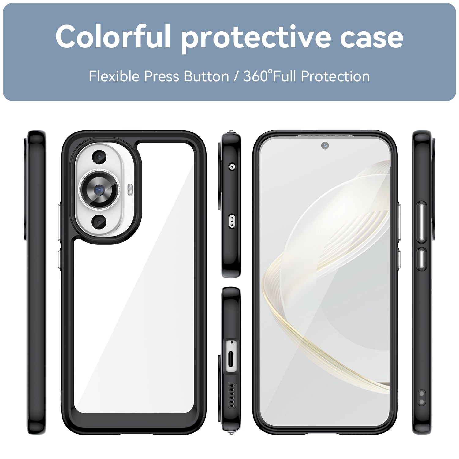 For Huawei nova 12s 4G / nova 12 Lite 4G Case TPU+Acrylic Phone Shell Wholesale Cell Phone Accessories - Black