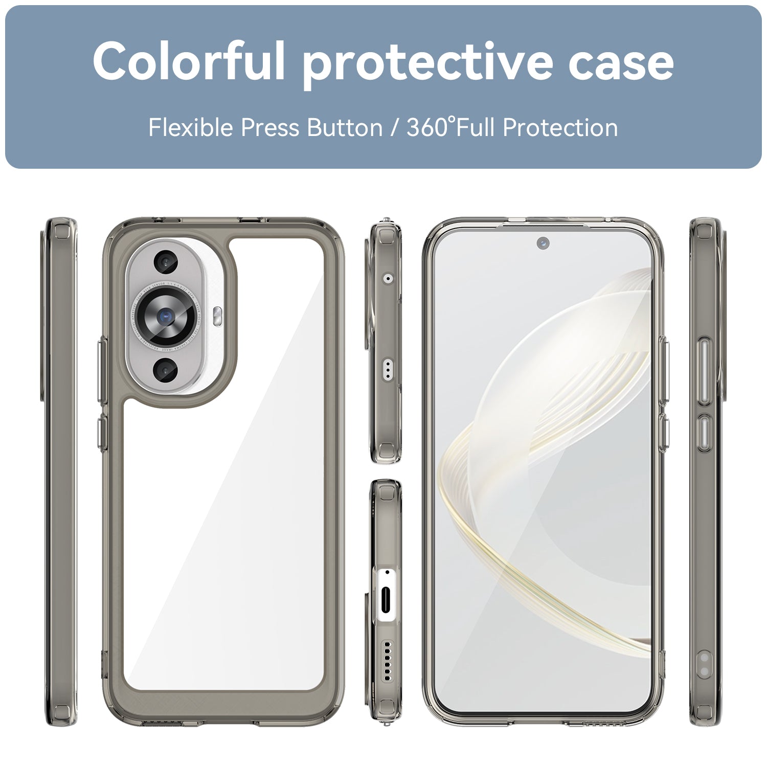 For Huawei nova 12s 4G / nova 12 Lite 4G Case TPU+Acrylic Phone Shell Wholesale Cell Phone Accessories - Transparent Grey