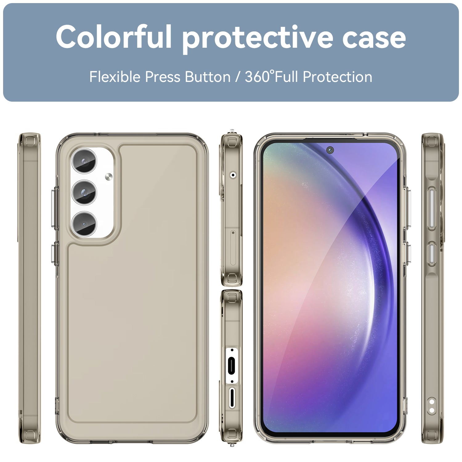 For Samsung Galaxy A55 5G Case Candy Series TPU Drop-proof Phone Back Cover - Transparent Grey