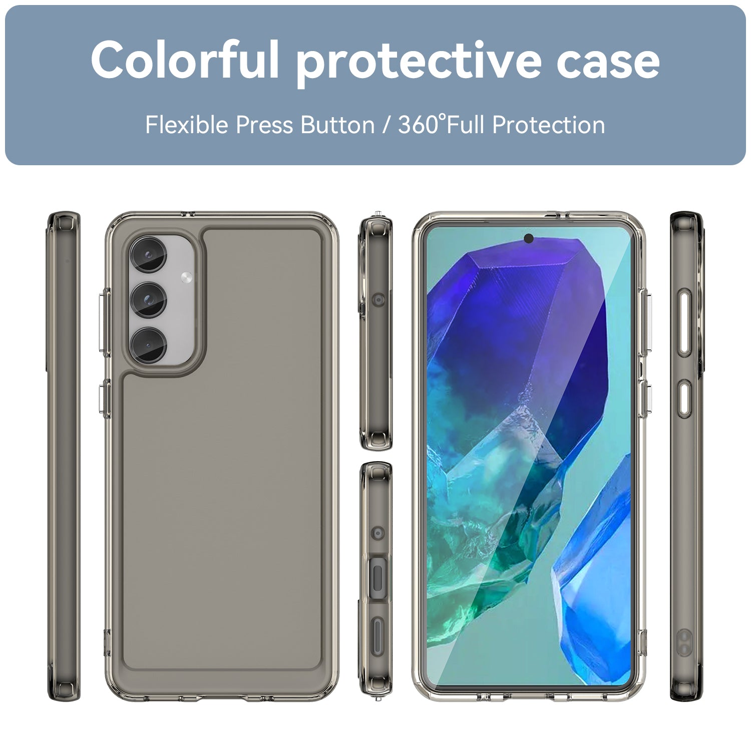 For Samsung Galaxy M55 5G Case Candy Series Non-slip TPU Phone Shell - Transparent Grey