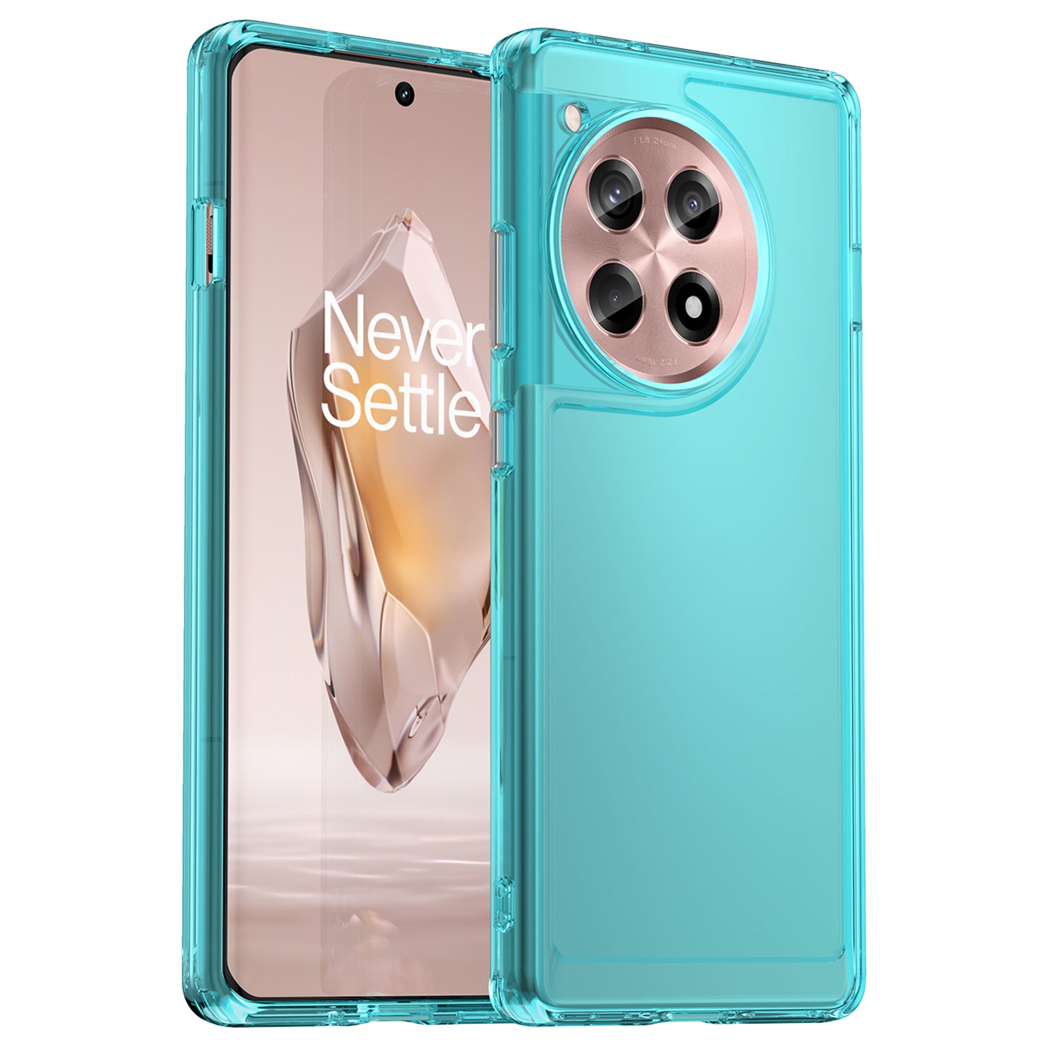 For OnePlus 12R 5G / Ace 3 5G Cell Phone Cases Candy Series Shock Absorbing TPU Shell - Transparent Blue