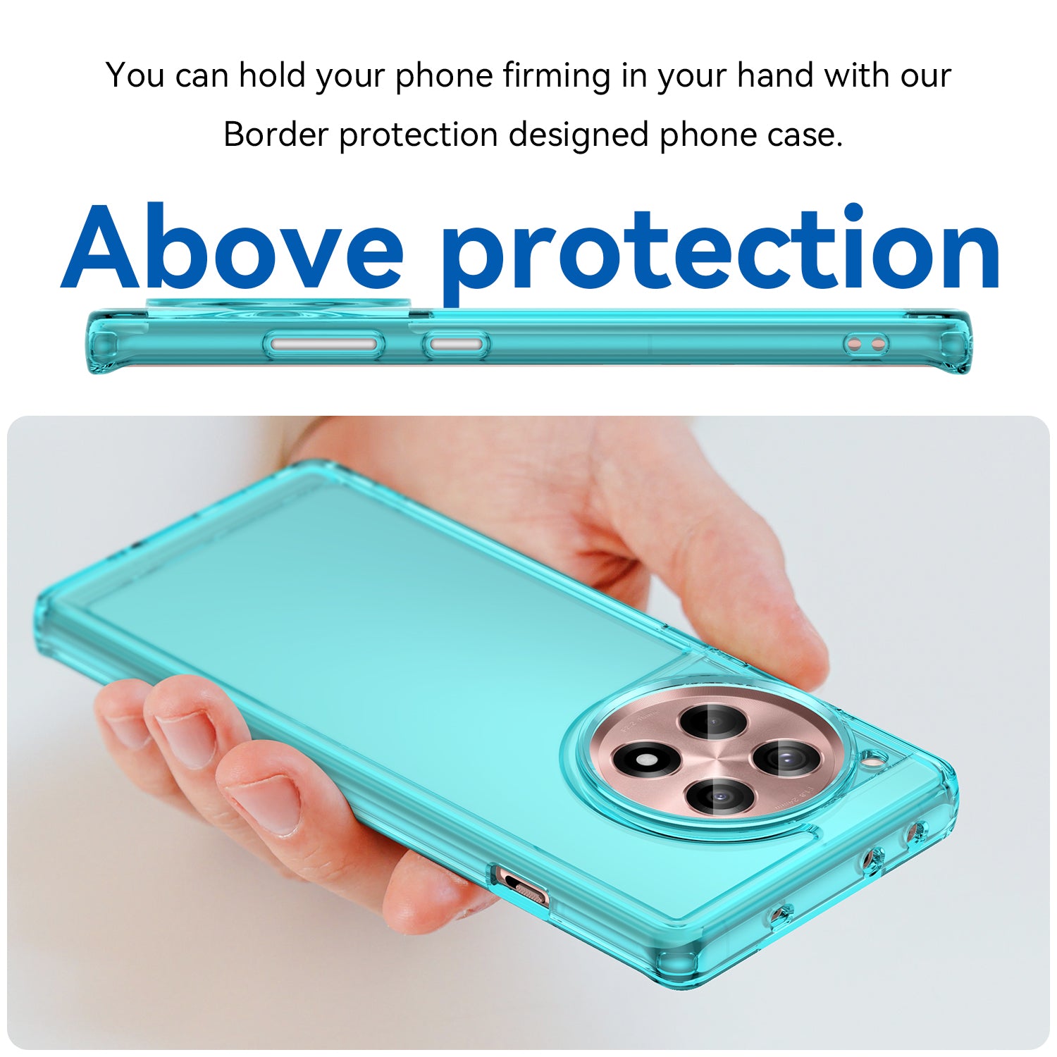 For OnePlus 12R 5G / Ace 3 5G Cell Phone Cases Candy Series Shock Absorbing TPU Shell - Transparent Blue