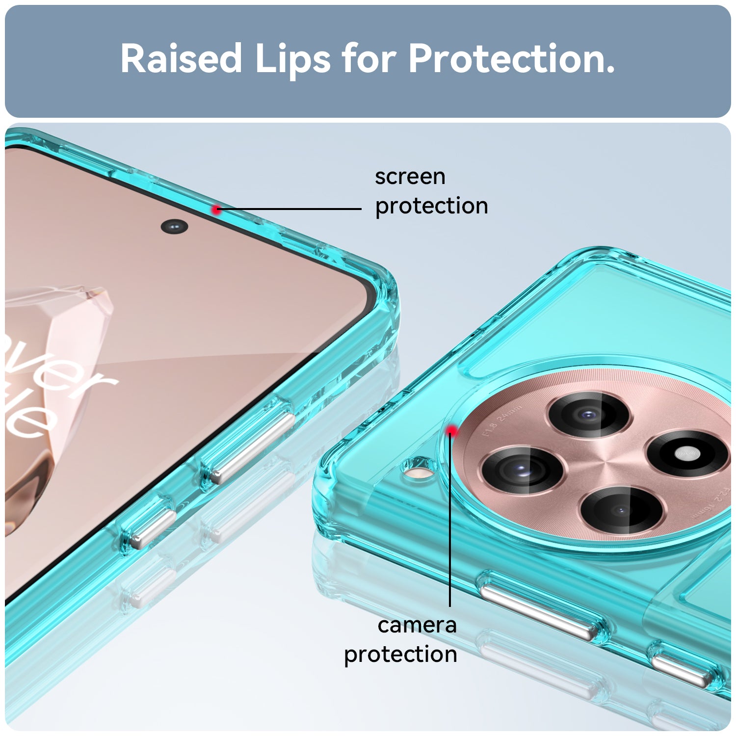 For OnePlus 12R 5G / Ace 3 5G Cell Phone Cases Candy Series Shock Absorbing TPU Shell - Transparent Blue