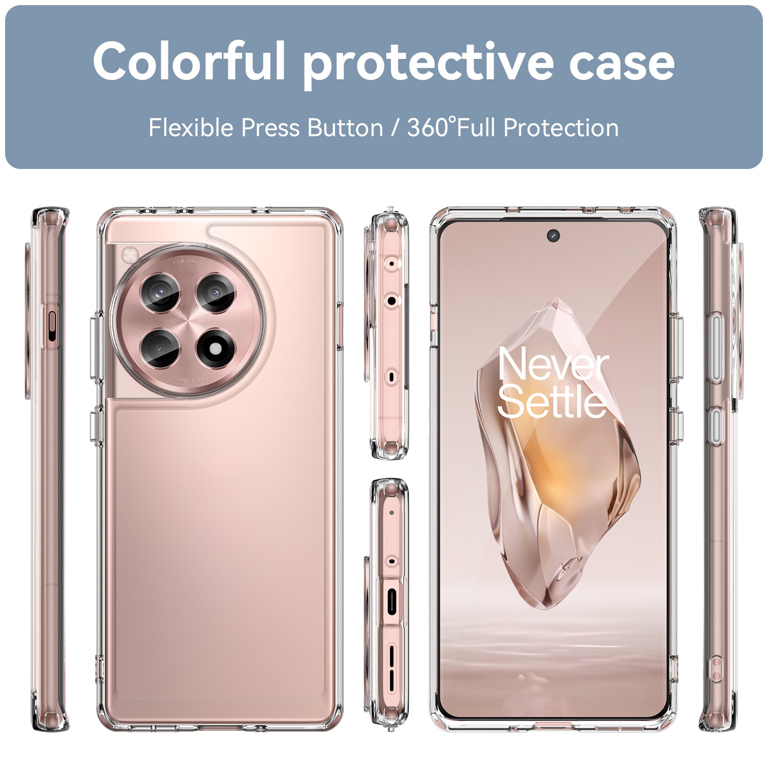 For OnePlus 12R 5G / Ace 3 5G Cell Phone Cases Candy Series Shock Absorbing TPU Shell - Transparent