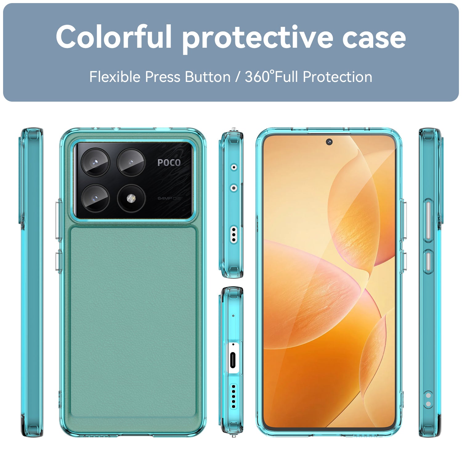 For Xiaomi Poco X6 Pro 5G Case Candy Series Flexible TPU Cover Mobile Accessories Wholesale - Transparent Blue