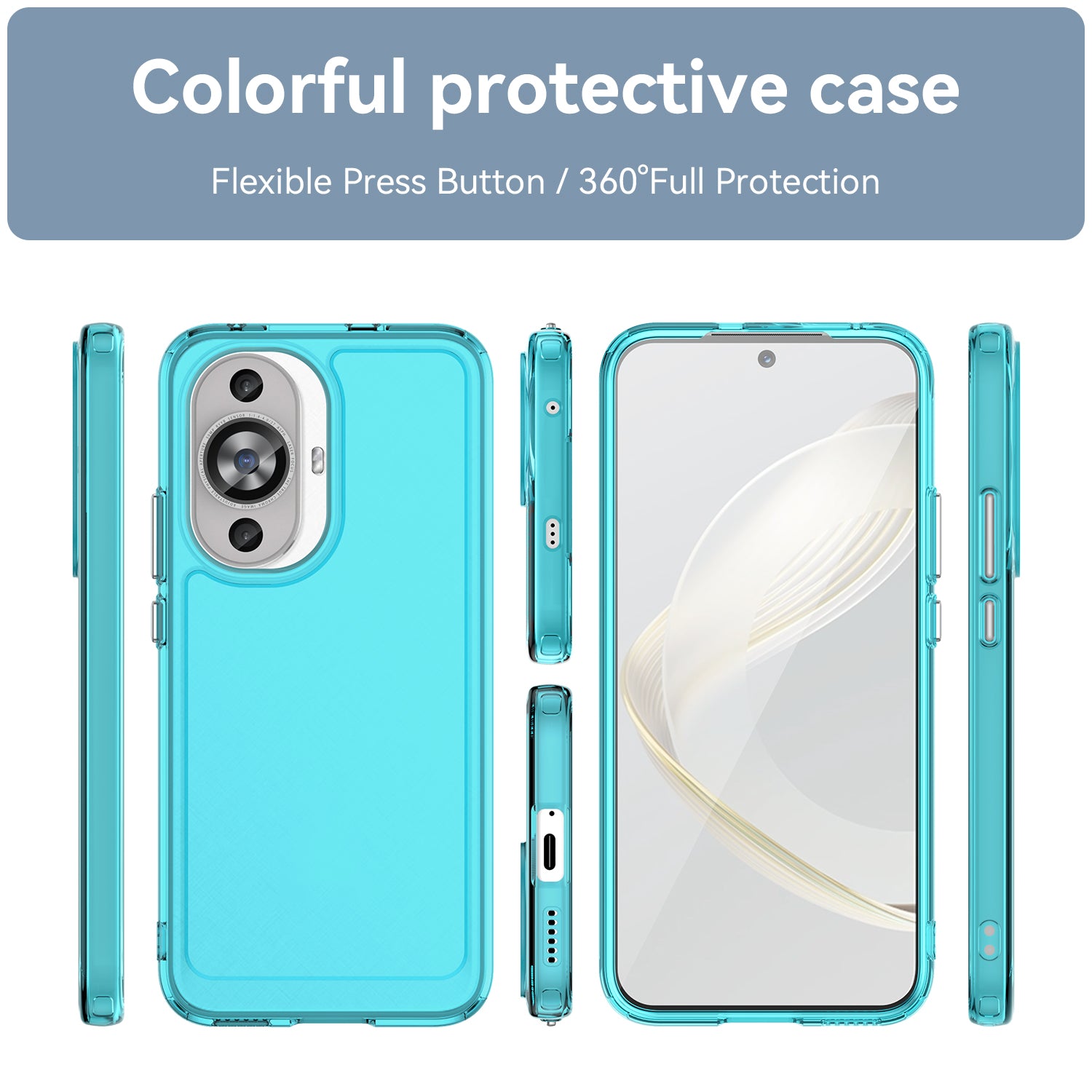 Candy Series for Huawei nova 12s 4G / nova 12 Lite 4G / nova 11 Phone Cover Clear Fall Proof TPU Case - Transparent Blue