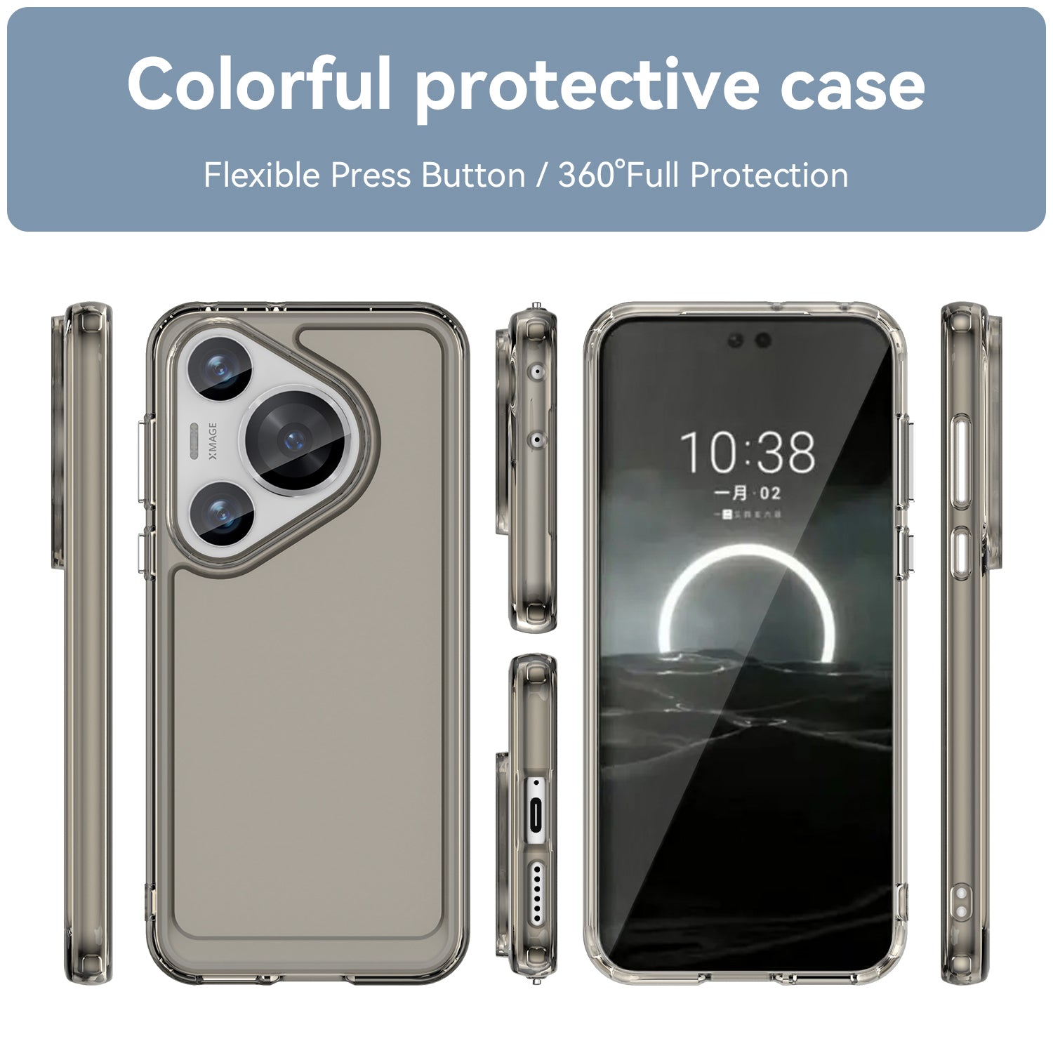 For Huawei Pura 70 Pro+ Case Candy Series Transparent TPU Protective Shell - Transparent Grey