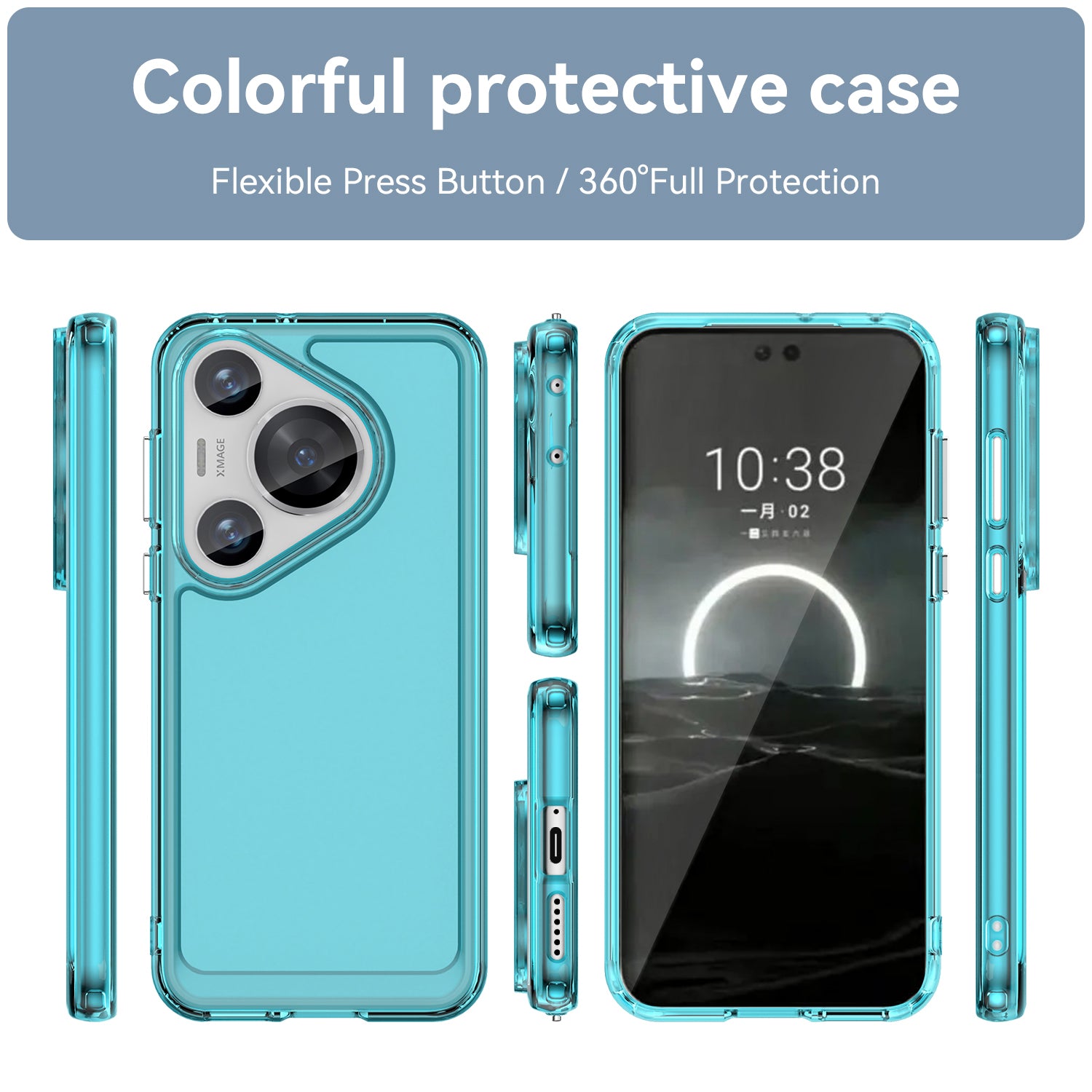 For Huawei Pura 70 Pro+ Case Candy Series Transparent TPU Protective Shell - Transparent Blue