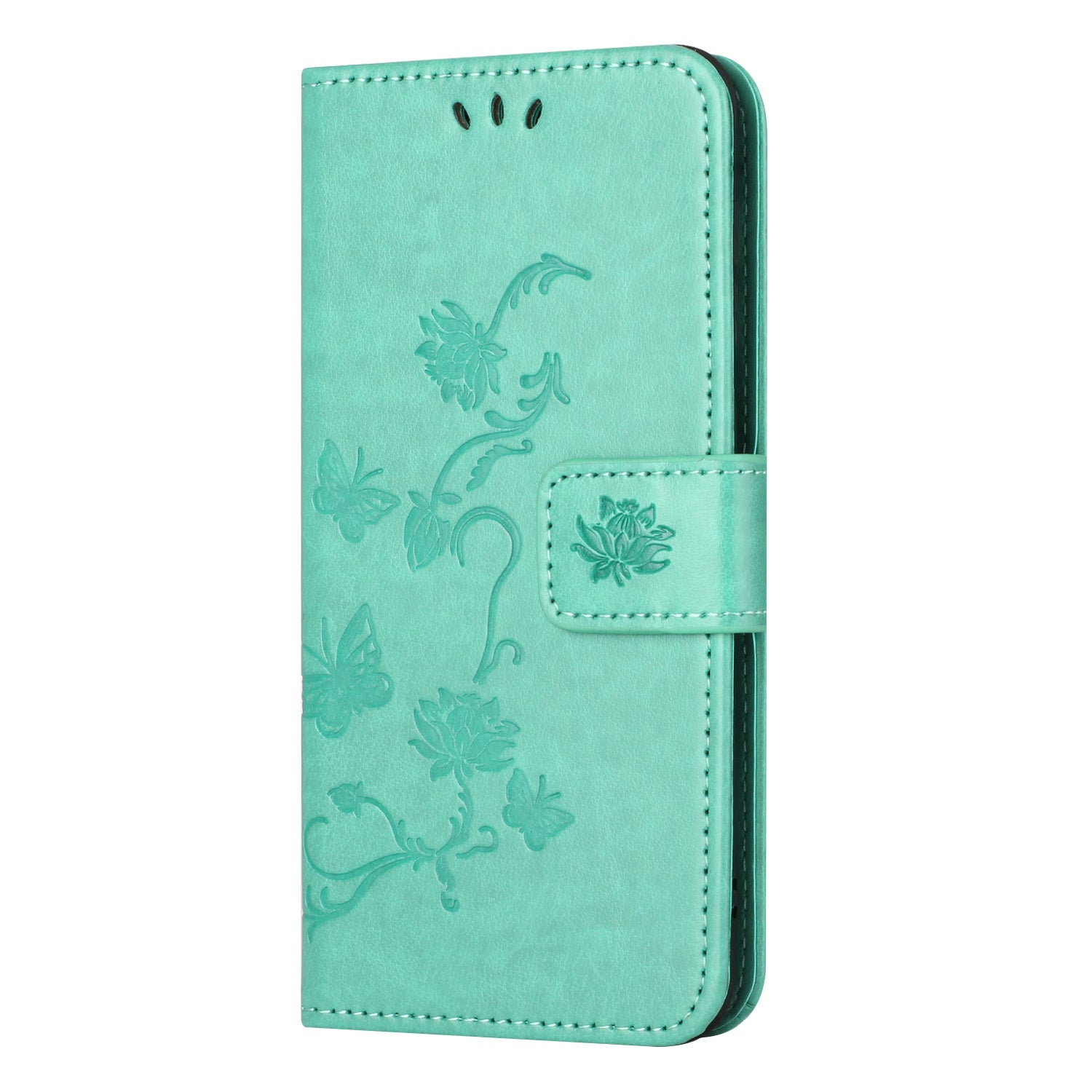 For Samsung Galaxy M15 5G / F15 5G Flip Wallet Case Butterfly Flower Leather Phone Cover - Cyan