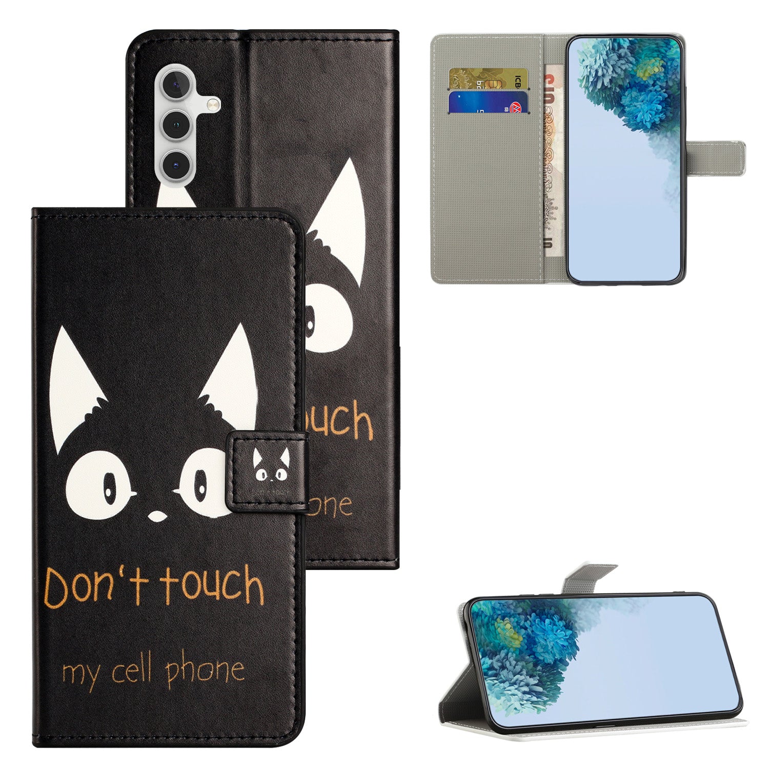 For Samsung Galaxy M15 5G / F15 5G Pattern Printing Case Flip Leather Phone Cover with Wallet - Don't Touch My Cell Phone