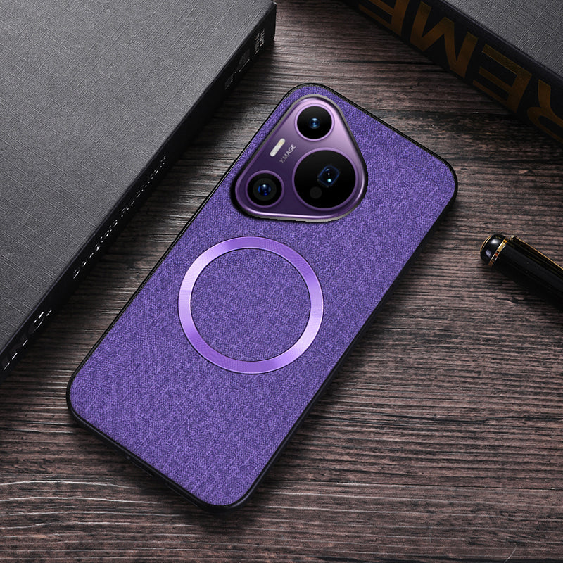 For Huawei Pura 70 Pro / Pura 70 Pro+ Case TPU+Cloth Dropproof Magnetic Phone Cover - Purple