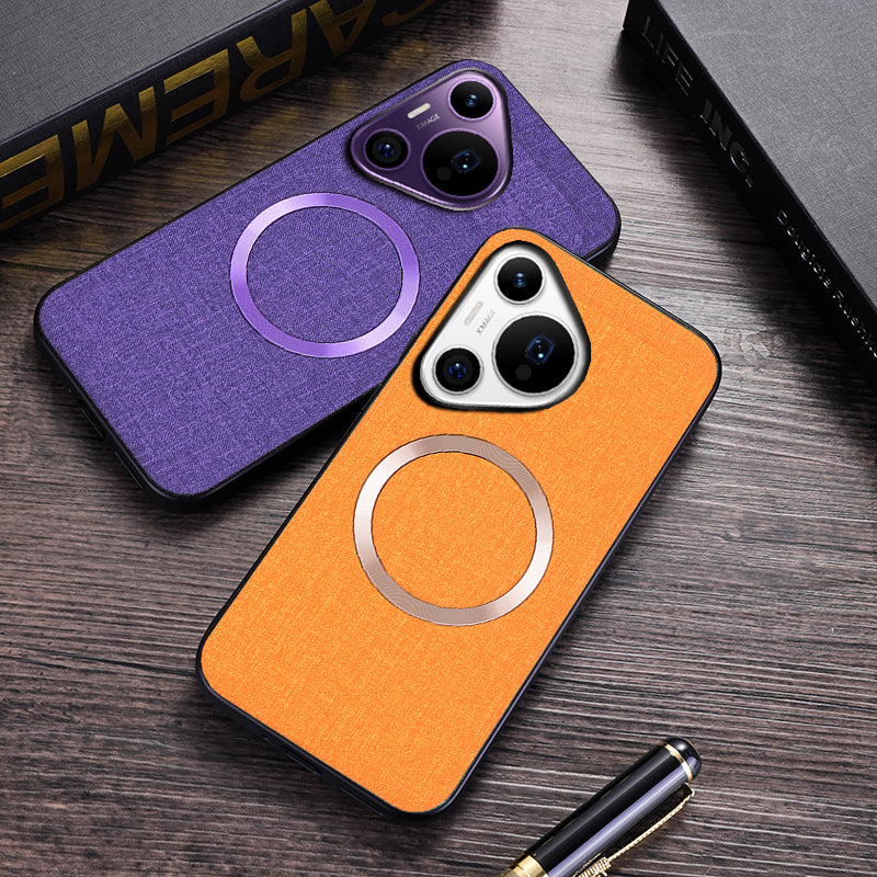 For Huawei Pura 70 Pro / Pura 70 Pro+ Case TPU+Cloth Dropproof Magnetic Phone Cover - Purple