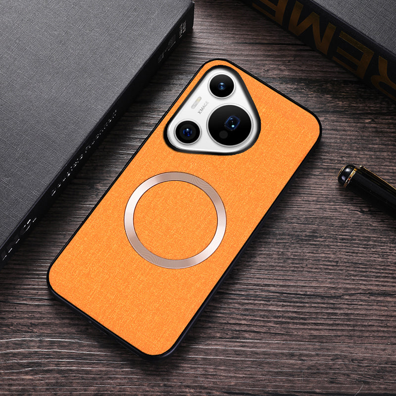 For Huawei Pura 70 Pro / Pura 70 Pro+ Case TPU+Cloth Dropproof Magnetic Phone Cover - Orange