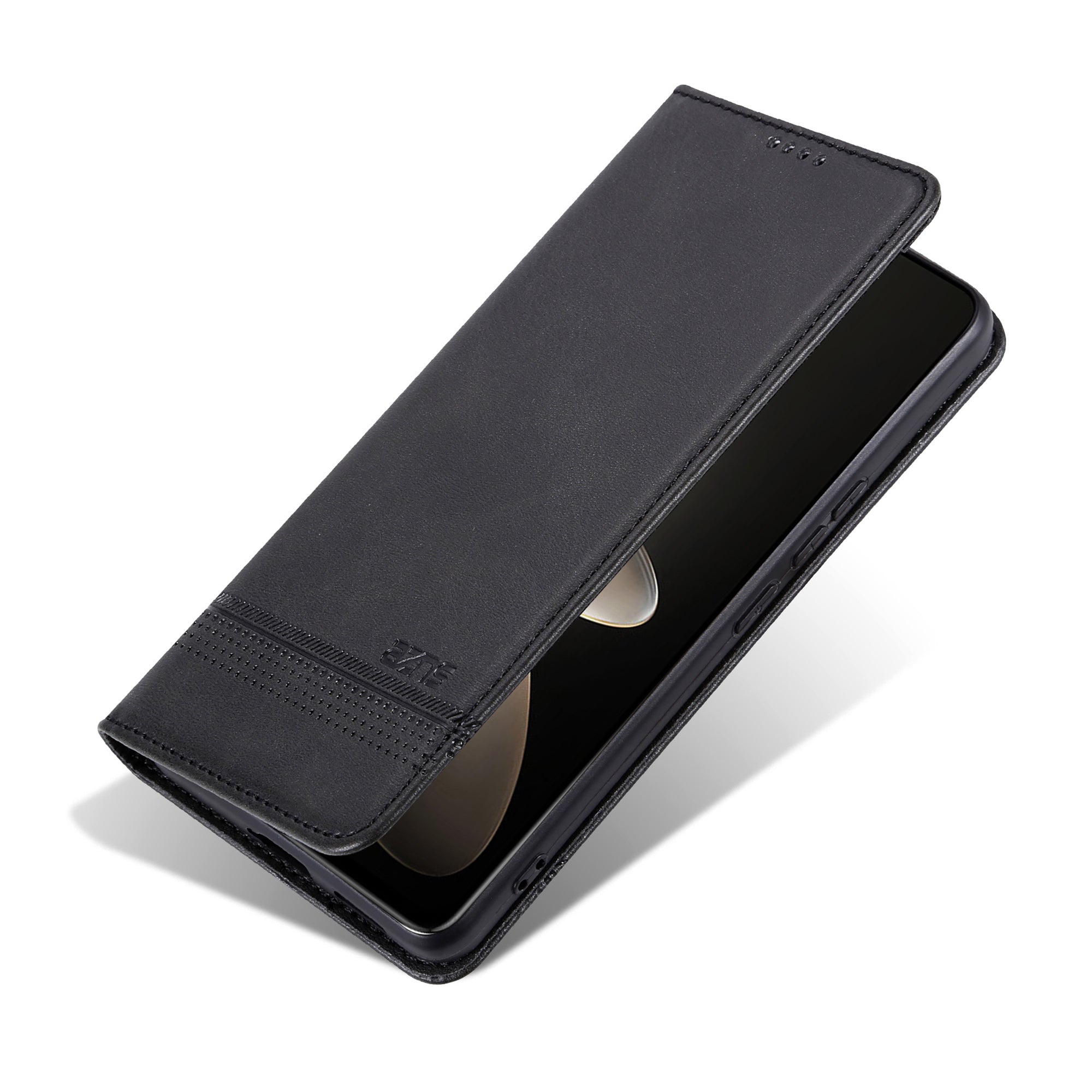 AZNS For Huawei Pura 70 Wallet Case PU Leather Magnetic Shock Absorbing Phone Cover - Black