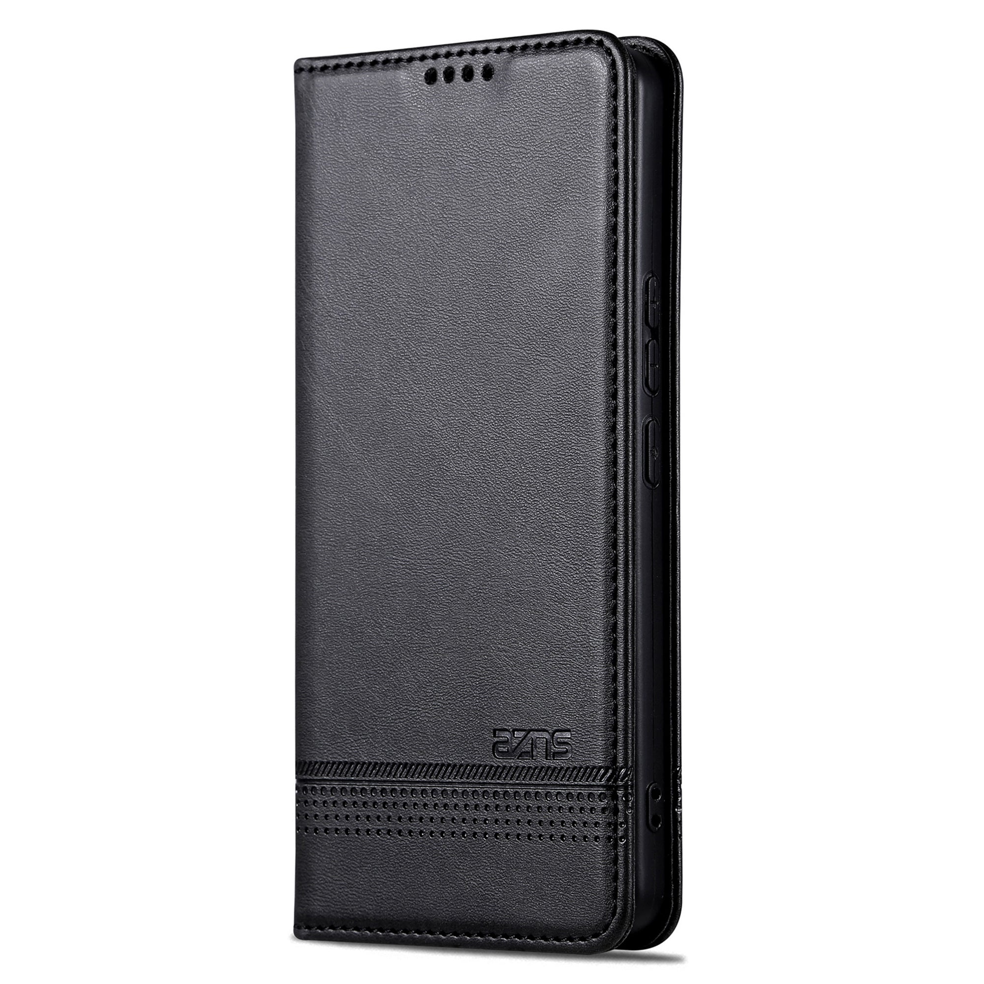 AZNS For Huawei Pura 70 Wallet Case PU Leather Magnetic Shock Absorbing Phone Cover - Black