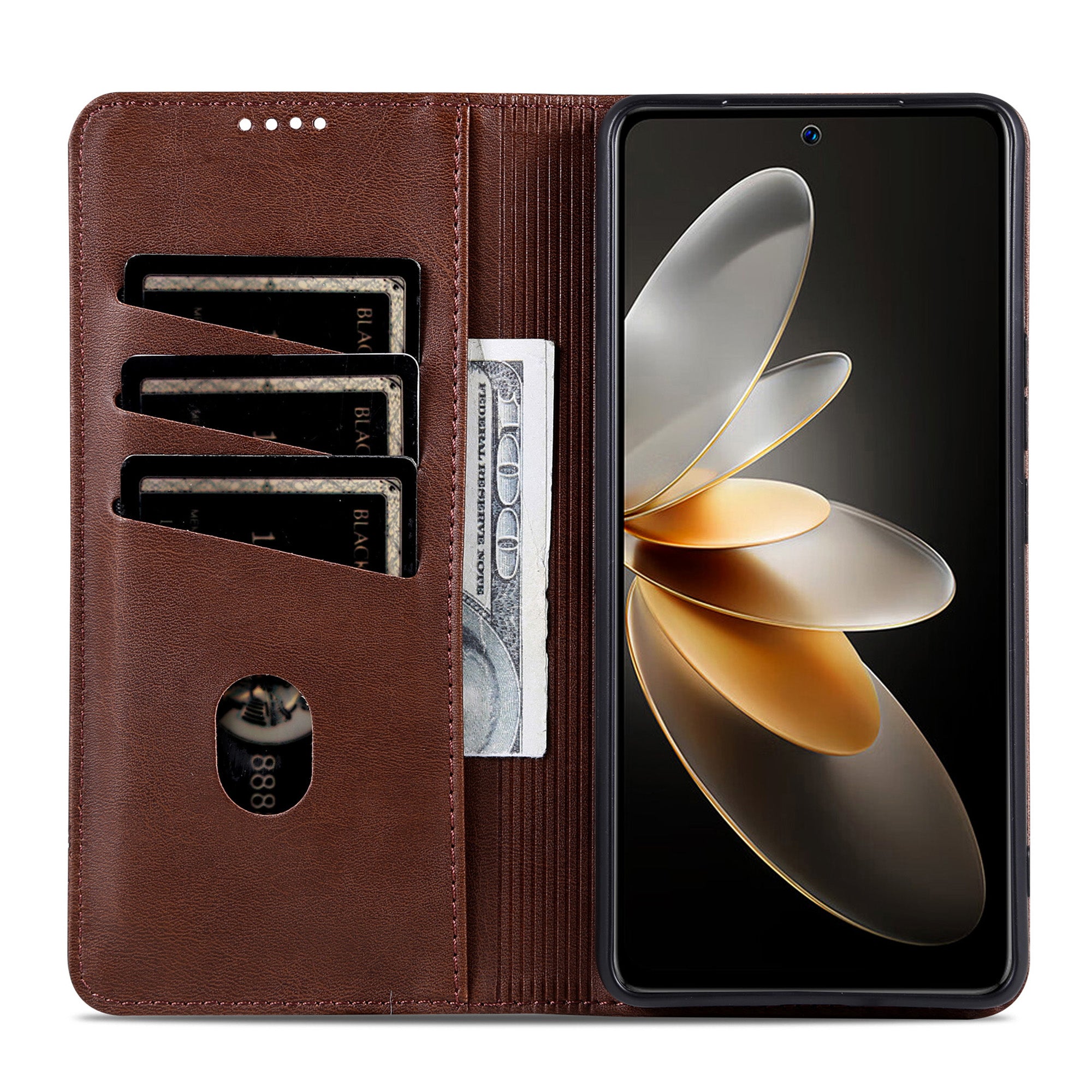 AZNS For Huawei Pura 70 Wallet Case PU Leather Magnetic Shock Absorbing Phone Cover - Coffee